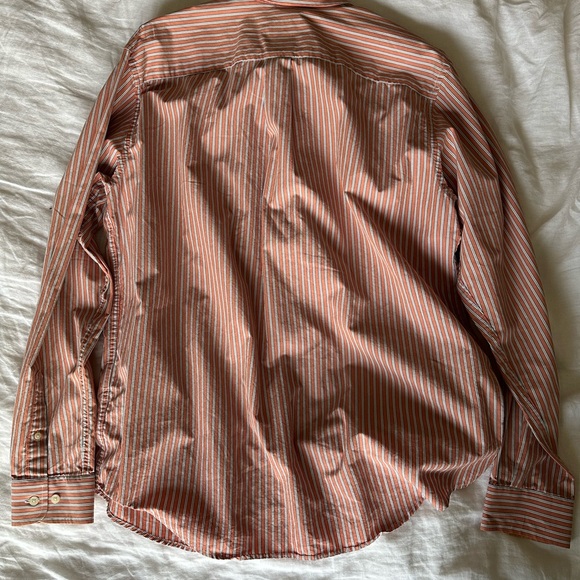 Eddie Bauer Men's Striped Button Down Shirt - Salmon and White Vintage Fall 2009 - Picture 4 of 4
